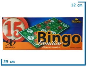 BINGO FAMILIAR 96 CARTONES FICHA MADERA