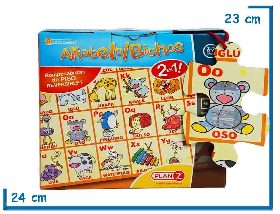 PUZZLE GIGANTE REVERSIBLE ALFABETO/BICHOS EN CAJA