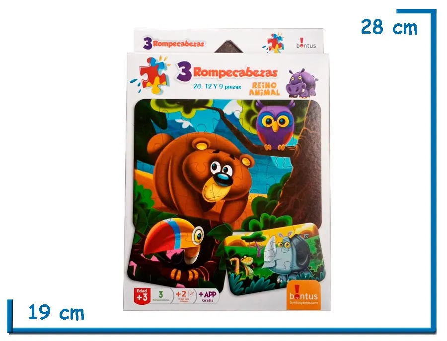 PUZZLE X3 REINO ANIMAL 28 12 9 PZS