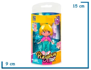 FAMOSA PINYPON TOP FIGURA PELO AMARILLO CON MINI TATTOOS