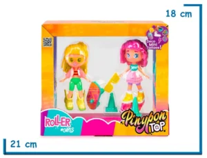 FAMOSA PINYPON TOP ROLLER GIRLS PACK X2 FIGURAS CON MINI TATTOOS