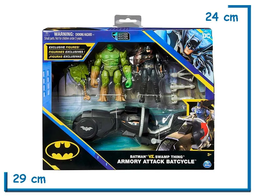 SPIN MASTER BATMAN VS SWAMP THING ARMORY ATTACK BATCYCLE 10CM