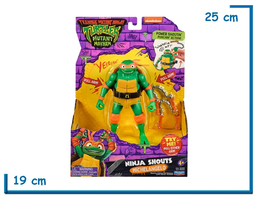 PLAYMATES TMNT MM MICHELANGELO NINJA SHOUTS CON SONIDO