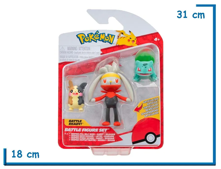 JAZWARES MORPEKO RABOOT BULBASAUR BATTLE FIGURE SET POKEMON