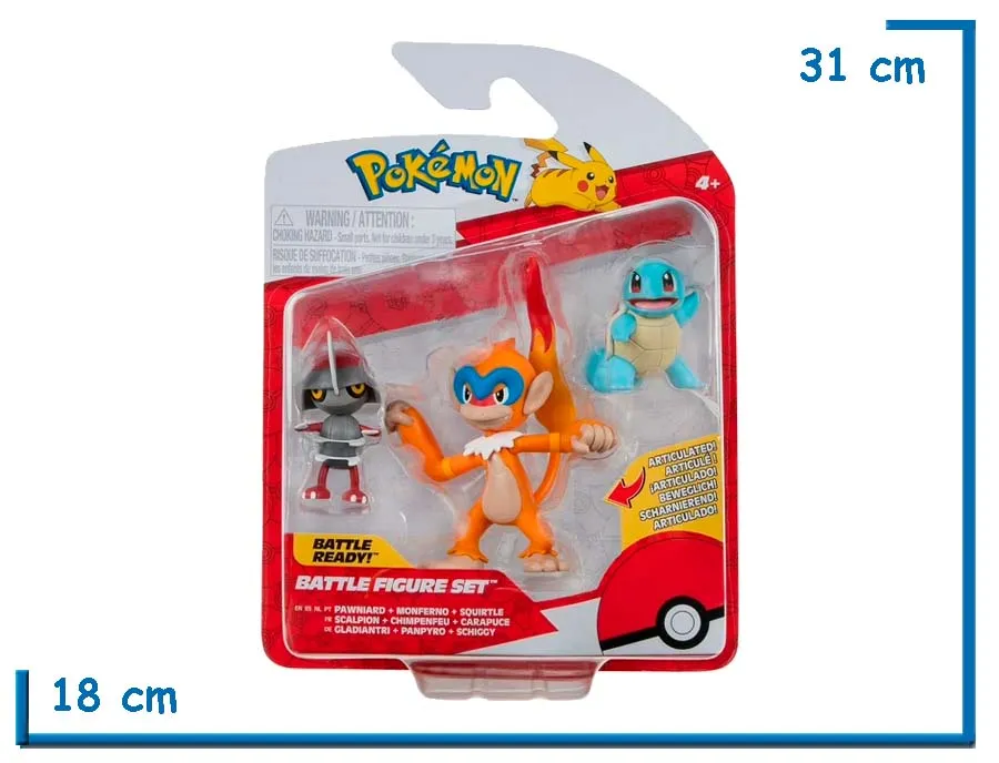JAZWARES PAWNIARD MONFERNO SQUIRTLE BATTLE FIGURE SET POKEMON