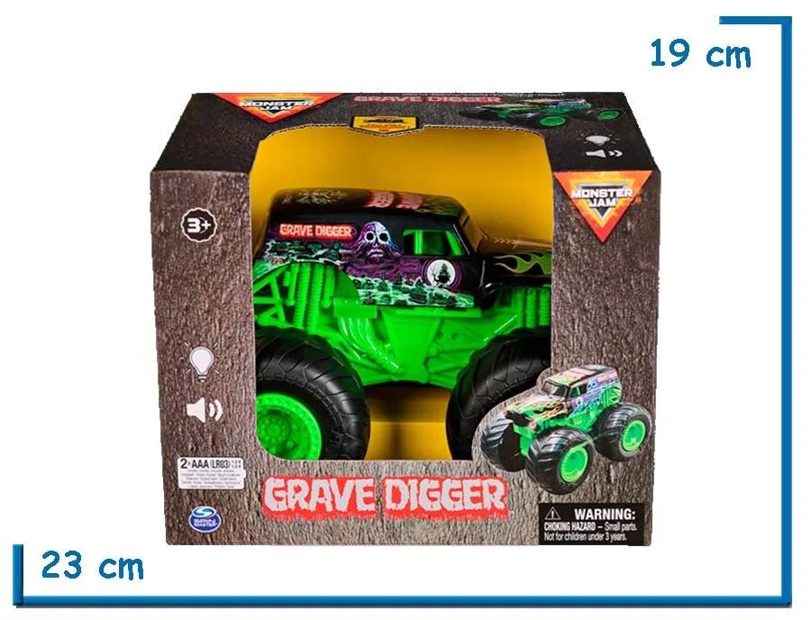 SPIN MASTER GRAVE DIGGER LUZ Y SONIDO 1.24 MONSTER JAM