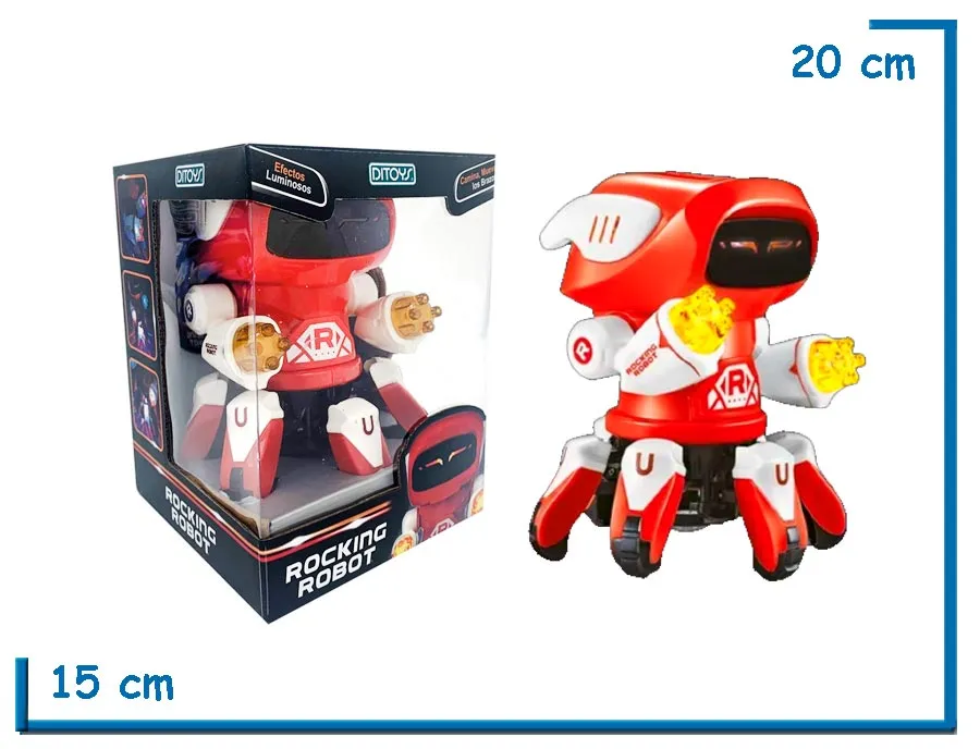 ROCKING ROBOT ROJO CON LUZ SONIDO Y MOVIMIENTO