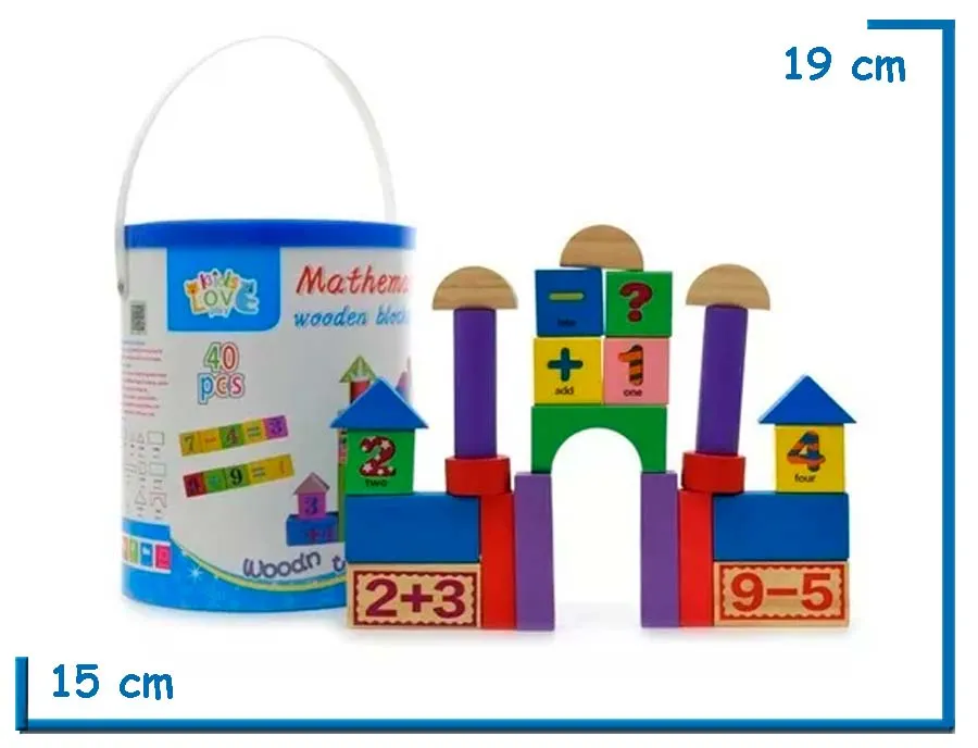 KIDS LOVE PLAY MATHEMATICS BALDE BLOQUES DE MADERA 40 PZS