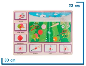 ENCASTRE CON AGARRE Y PUZZLE 12 PZS DEPORTES