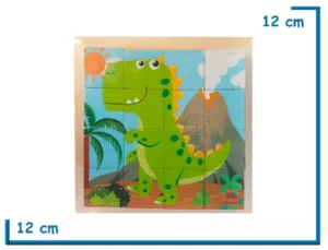 ROMPECABEZAS T-REX CUBOS DE MADERA 16 PZS