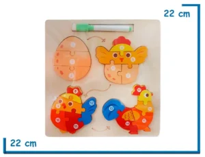 ENCASTRE DE MADERA NUMERADO CICLO GALLINA CON PIZARRA