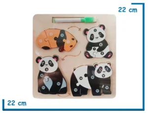 ENCASTRE DE MADERA NUMERADO CICLO PANDA CON PIZARRA