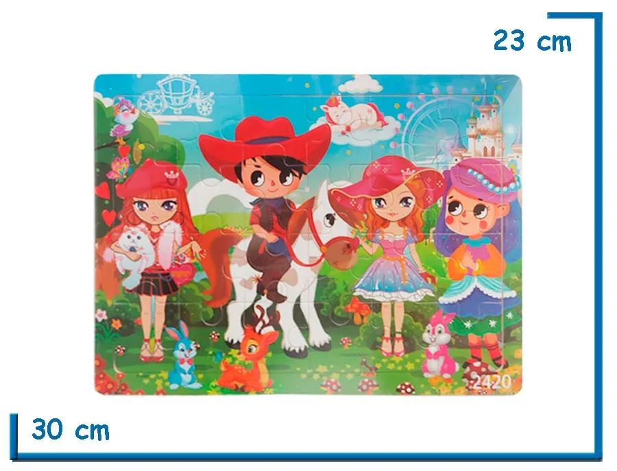 ROMPECABEZAS DE MADERA MEDIANO NIÑOS FANTASIA 24 PZS