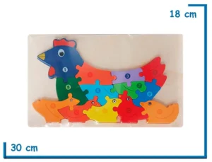 ENCASTRE DE MADERA GRANDE GALLINA ROMPECABEZAS NUMERADO