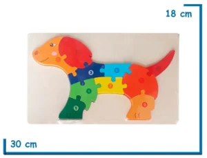 ENCASTRE DE MADERA GRANDE PERRO ROMPECABEZAS NUMERADO