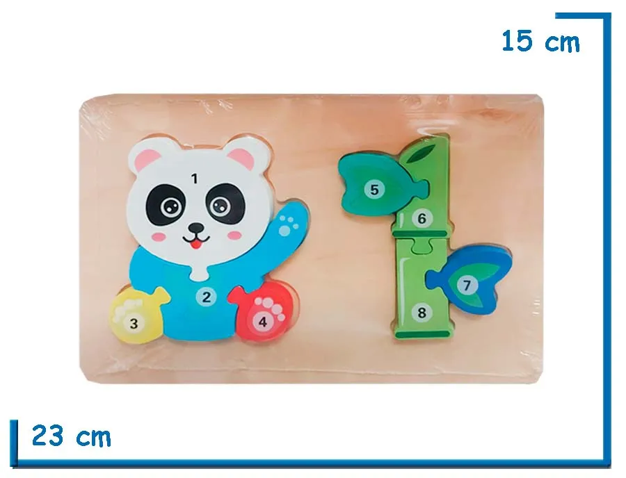 ENCASTRE DE MADERA PANDA Y BAMBOO ROMPECABEZAS NUMERADO