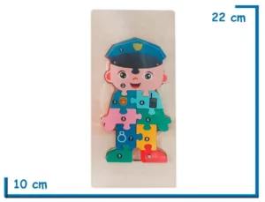 ENCASTRE DE MADERA POLICIA ROMPECABEZAS NUMERADO