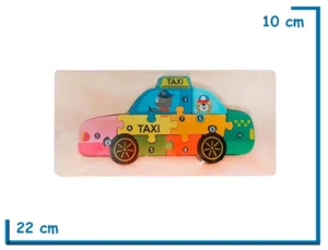 ENCASTRE DE MADERA TAXI ROMPECABEZAS NUMERADO