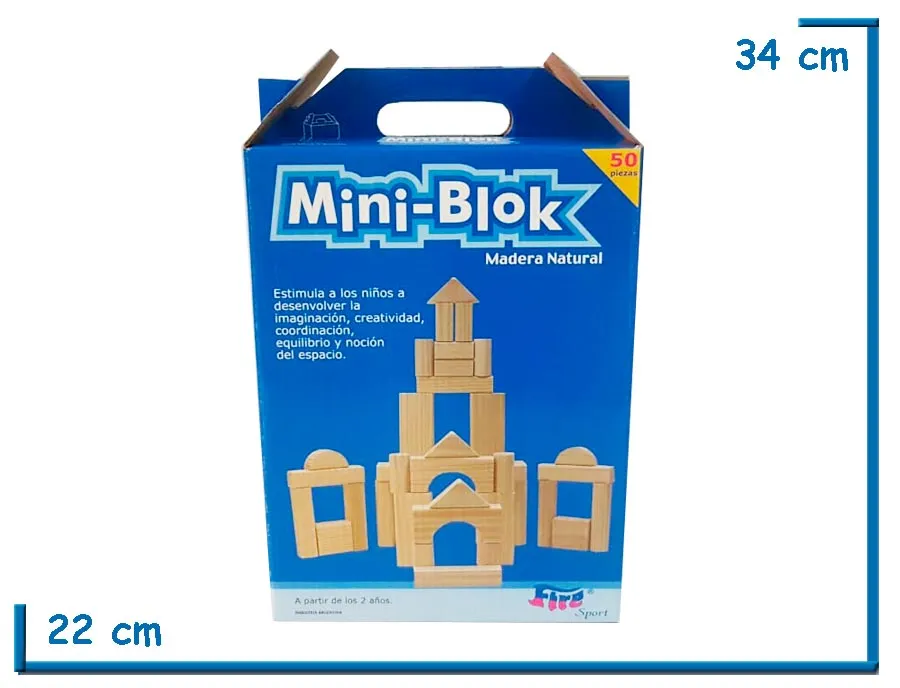 MINI BLOK MADERA NATURAL X50 PZS