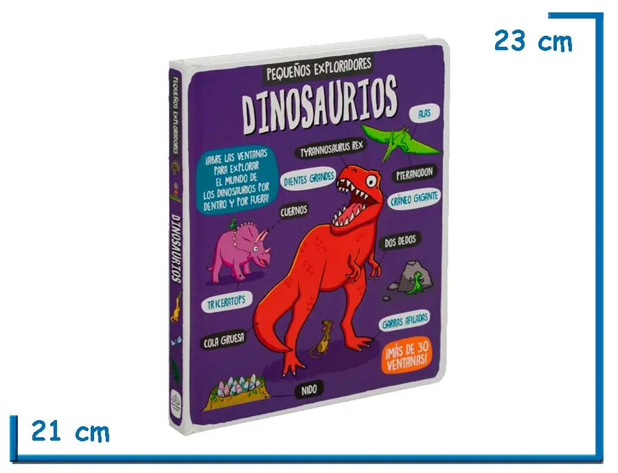 LIBRO PEQUEÑOS EXPLORADORES DINOSAURIOS CON VENTANAS TAPA DURA