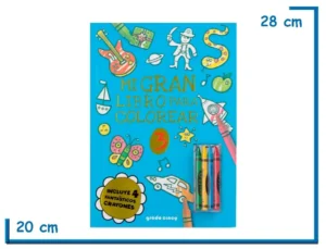 LIBRO MI GRAN LIBRO PARA COLOREAR 3 CELESTE CON CRAYONES