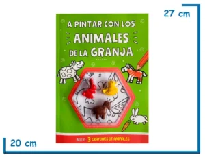 LIBRO A PINTAR CON LOS ANIMALES DE LA GRANJA CON CRAYONES CON FORMA