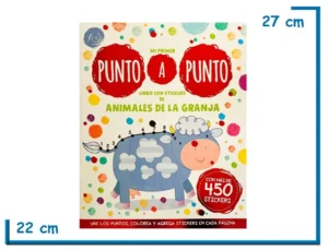 LIBRO MI PRIMER PUNTO A PUNTO ANIMALES DE LA GRANJA CON STICKERS