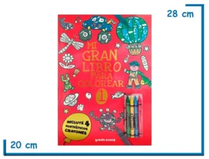 LIBRO MI GRAN LIBRO PARA COLOREAR 1 ROJO CON CRAYONES