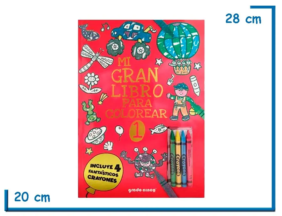 LIBRO MI GRAN LIBRO PARA COLOREAR 1 ROJO CON CRAYONES