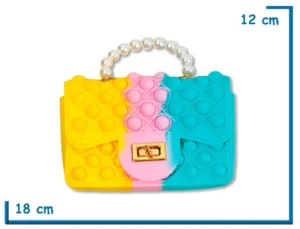 CUTIE LIFE CARTERA AMARILLA ROSA Y TURQUESA DE SILICONA ANTIESTRES