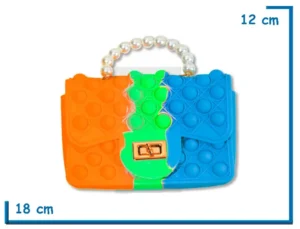 CUTIE LIFE CARTERA NARANJA VERDE Y CELESTE DE SILICONA ANTIESTRES