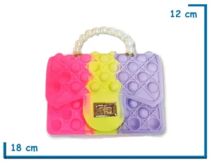 CUTIE LIFE CARTERA ROSA AMARILLA Y VIOLETA DE SILICONA ANTIESTRES
