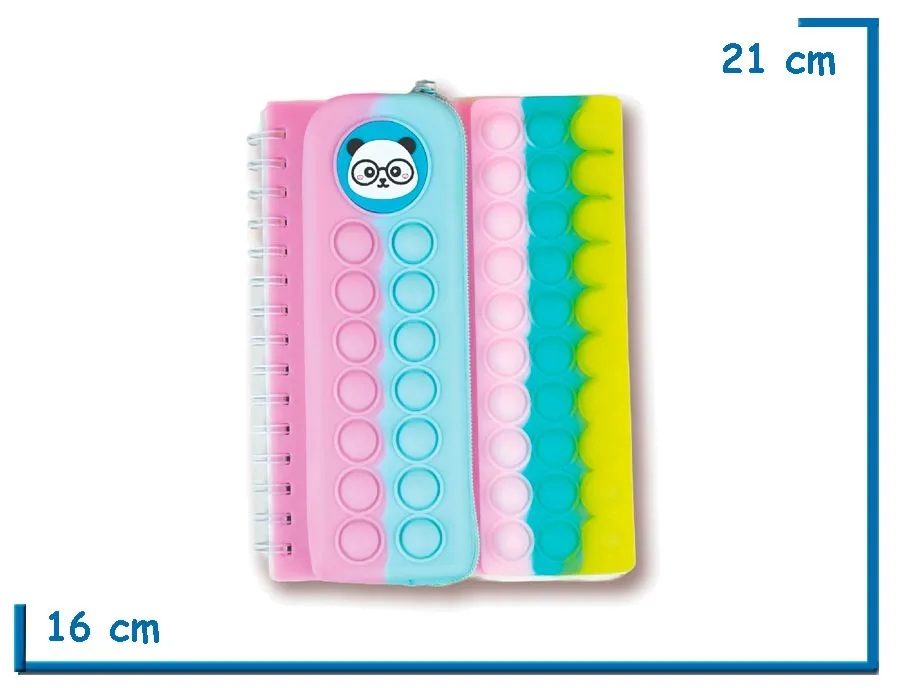 CUTIE LIFE CUADERNO Y CARTUCHERA LILA Y TURQUESA DE SILICONA