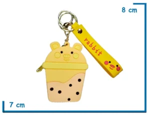 CUTIE LIFE LLAVERO AMARILLO CERDITO BUBBLE TEA CON CIERRE