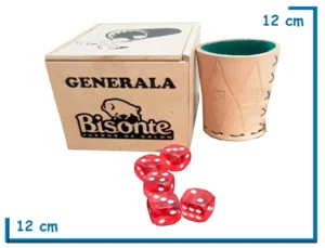 GENERALA BISONTE CAJA MDF CUBILETE NATURAL DADOS ROJOS