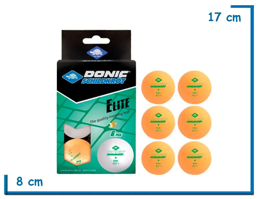 DONIC ELITE SET X6 PELOTAS PING PONG NARANJAS