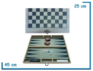 BACKGAMMON & DAMAS EN VALIJA DE MADERA