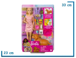 BARBIE NEWBORN PUPS PLAYSET MUÑECA CON ACCESORIOS
