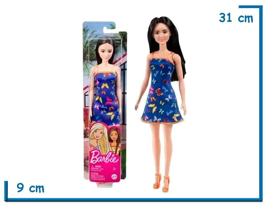 BARBIE BASIC ENTRY DOLL MU¥ECA VESTIDO AZUL MARIPOSAS