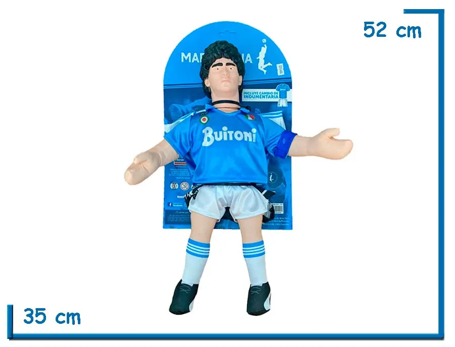 MUÑECO SOFT AFA MARADONA CON INDUMENTARIA NAPOLI Y SELECCION
