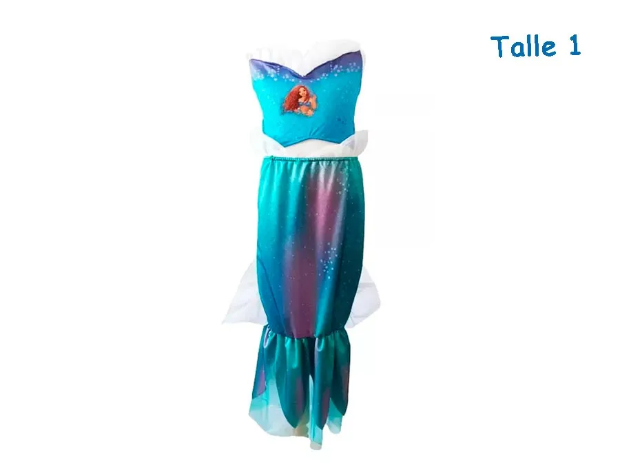 DISFRAZ TALLE 1 ARIEL LA SIRENITA LIVE ACTION CLASICO
