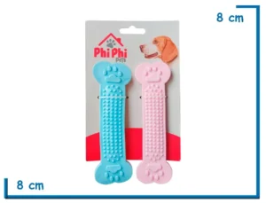 MORDEDOR HUESO X2 CELESTE Y ROSA DE GOMA 16 CM