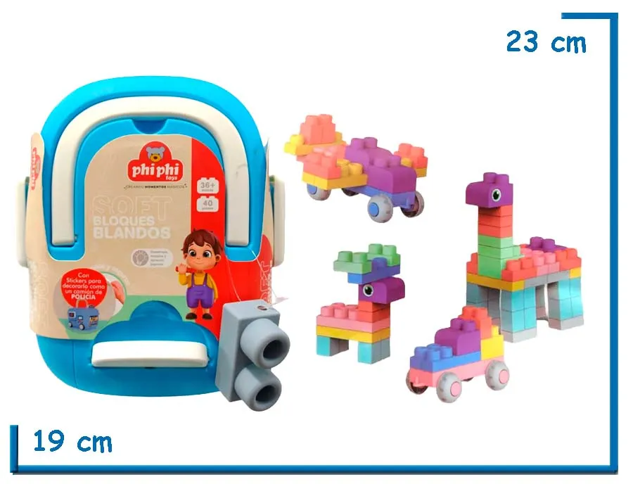 SOFT BLOQUES BLANDOS EN COFRE CELESTE 40PZS