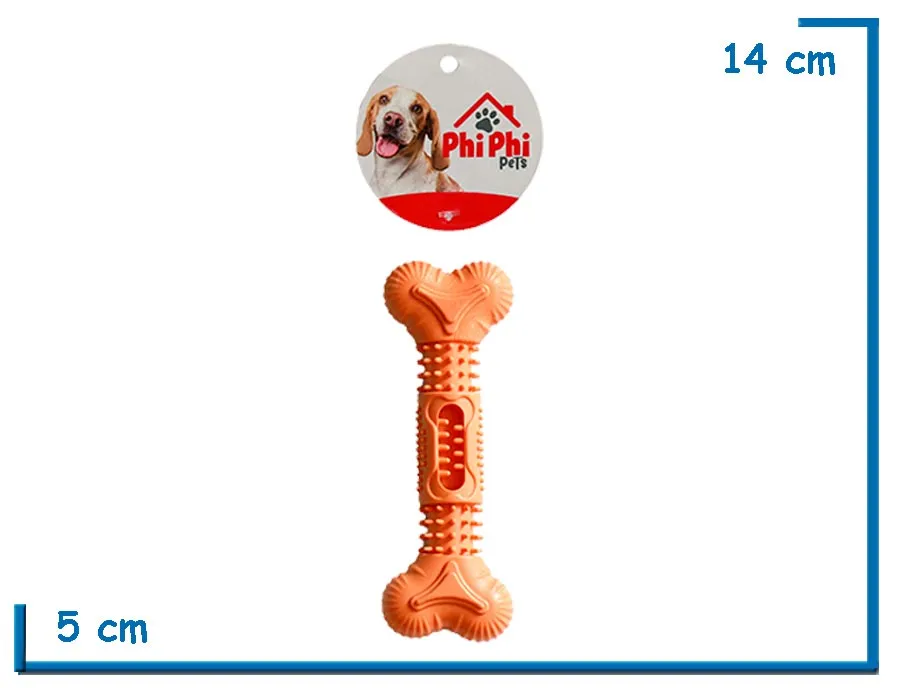 HUESO NARANJA DE GOMA DURA 14CM