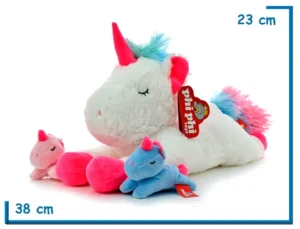 PELUCHE MAMA UNICORNIO CON 2 HIJOS 38CM