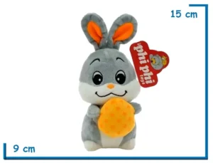 PELUCHE CONEJITO GRIS CON HUEVO 15CM