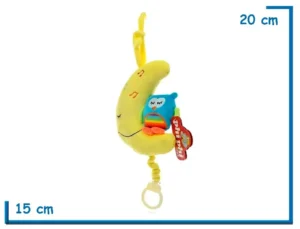 CUNERO MUSICAL LECHUZA CELESTE CON LUNA 20CM