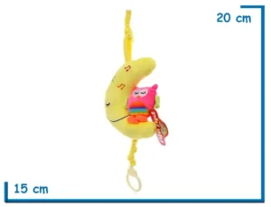 CUNERO MUSICAL LECHUZA ROSA CON LUNA 20CM
