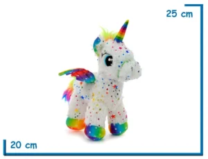 PELUCHE UNICORNIO PARADO BLANCO CON ESTRELLITAS 25CM