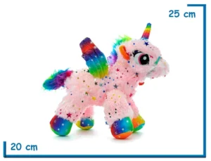 PELUCHE UNICORNIO PARADO ROSA CON ESTRELLITAS 25CM